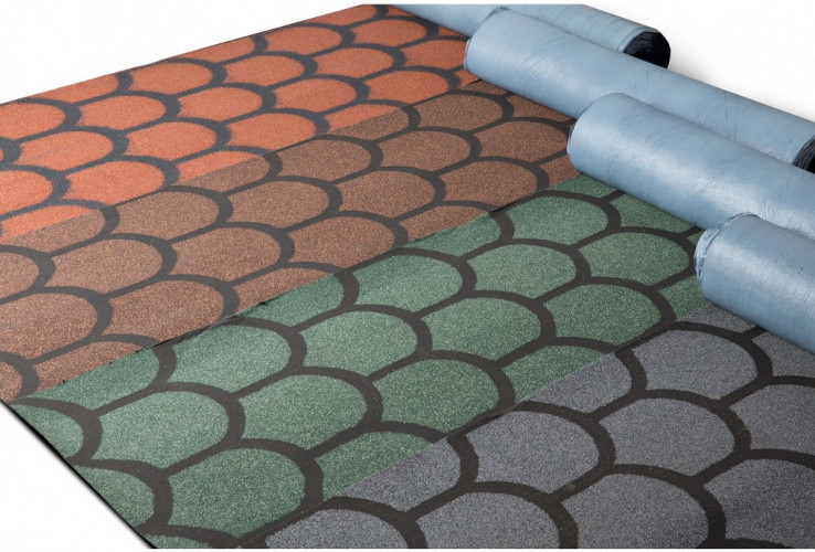 Рулонная черепица самоклеящаяся зеленая, бобровый хвост 8х1м, Технониколь