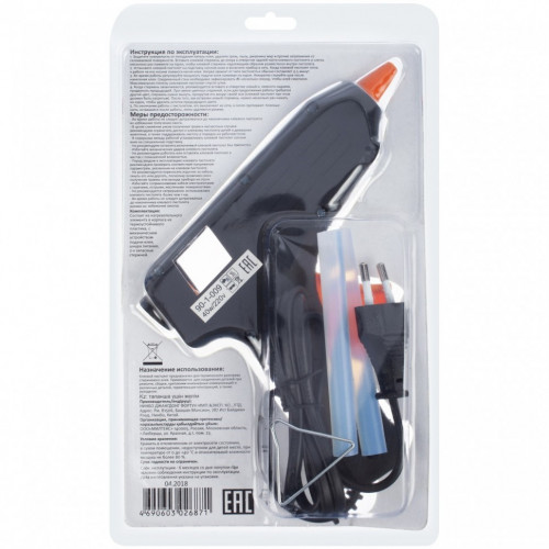 Клеевой пистолет, 40Вт, 2 стержня 11мм*15см, РемоКолор