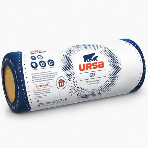 Минеральная вата URSA Geo М25 80х1200х6000мм, 1 шт, 7,2м2 (0,576м3)