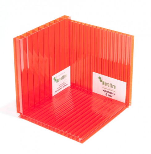 Сотовый поликарбонат 8мм Красный 2,1х6м Новаттро 1,4кг/м2