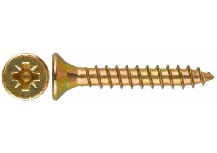 Саморез (шуруп) 5*50мм универсальный желтый с потайной головкой, 1шт