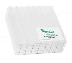 Сотовый поликарбонат 32мм Прозрачный 2,1х6м Новаттро 3,7кг/м2