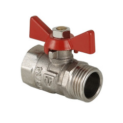Кран шаровой 3/4 дюйма Compact, рукоятка бабочка, резьба внутренняя/наружная Valtec VT.093.N.05