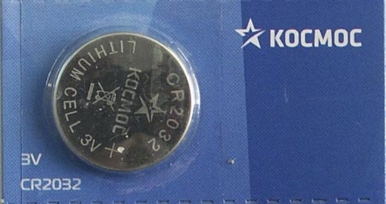 Батарейка литиевая CR2032, КОСМОС
