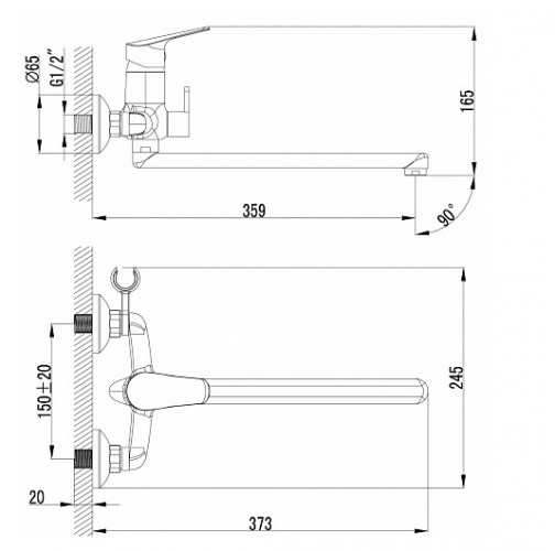 Смеситель универсальный плоский излив, 300мм, Lemark Partner LM6551C