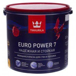 Краска моющаяся матовая EURO POWER 7 База А TIKKURILA 2,7 л