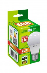Лампа светодиодная A60 грушевидная 11Вт 230В E27 4000К белый, 1033215 JazzWay