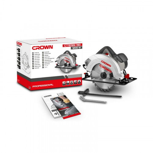 Пила дисковая 1200 Вт, 5500 об/мин Crown CT15199-190