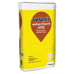 Штукатурно-клеевая смесь Weber Vetonit Therm А100 для ППС и минеральной ваты, 25 кг