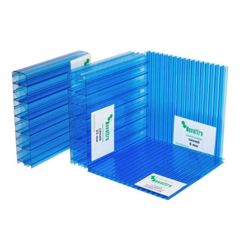 Сотовый поликарбонат 10мм Синий 2,1х6м Новаттро 1,6кг/м2