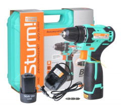 Дрель-шуруповерт аккумуляторная 14В, 2х2 Ач, 1800 об/мин Li-lon Sturm CD3514BL