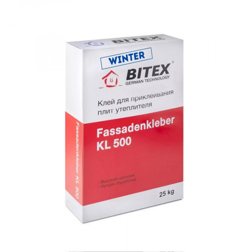 Клей для утеплителя Bitex FassadenKleber KL 500, Winter зимний 25кг