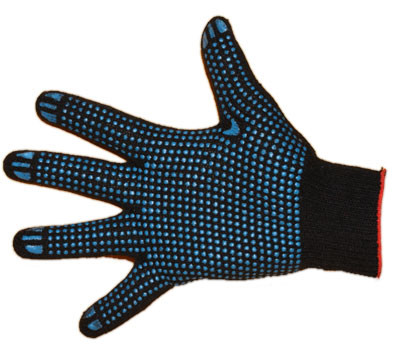 Перчатки х/б трикотажные двойные с ПВХ (черные)