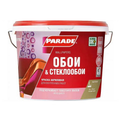 Краска акриловая PARADE W110 для обоев белая матовая База А, 9 л