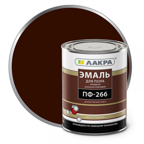 Эмаль ПФ-266 красно-коричневая Лакра 3кг