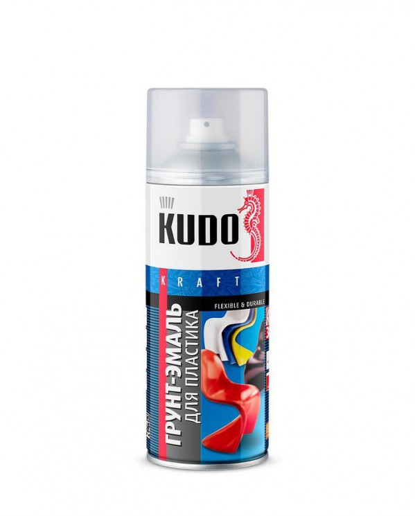 Грунт-эмаль аэрозольная для пластика KU-6002 Черный 520мл Kudo