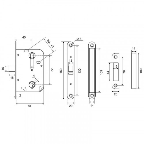 Замок врезной Фабрика Замков L 004 CP Хром