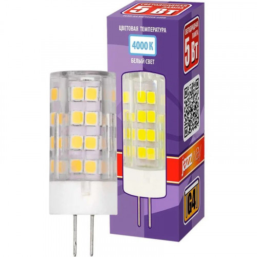 Лампа светодиодная PLED-G4 5Вт капсульная 4000К нейтральный белый G4 400лм 175-240В JazzWay 5000971