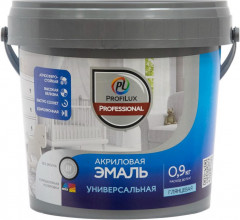 Эмаль акриловая универсальная, глянцевая белая 0,9 кг Profilux Professional