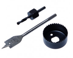 Набор для установки врезных замков, 3 предмета, перовое сверло 22мм, коронка 54мм