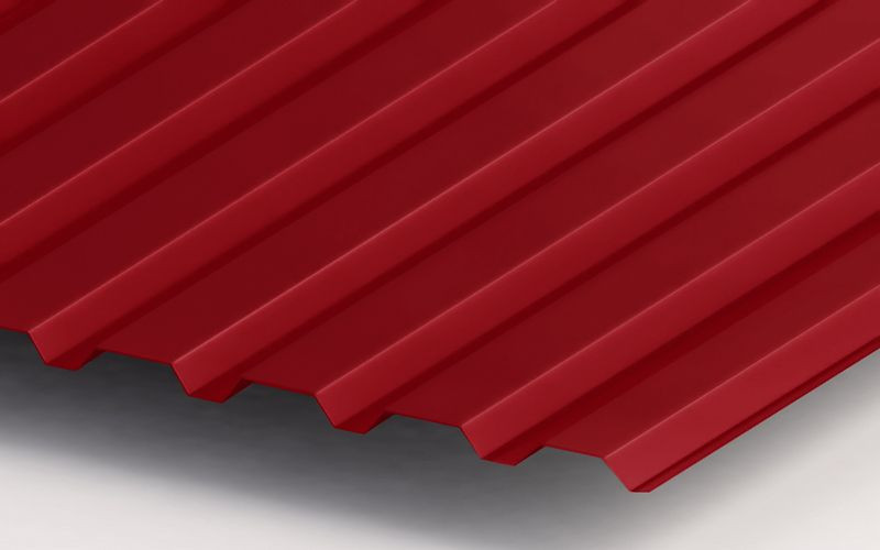 Профилированный поликарбонат трапеция МП-20 2000х1050х0,8мм (красный) Юг-Ойл-Пласт