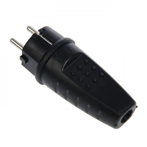 Вилка электрическая с заземлением прямая каучук Tuna 1388