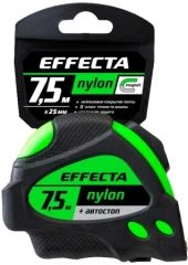 Рулетка обрезиненный корпус 7,5м х 25мм с автостопом, фиксатор, магнит Effecta Nylon 587525