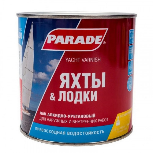 Лак яхтный алкидно-уретановый CLASSIC L20 полуматовый 0,75 л. PARADE