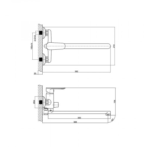 Смеситель универсальный поворотный излив 350мм хром Rossinka RS32-32