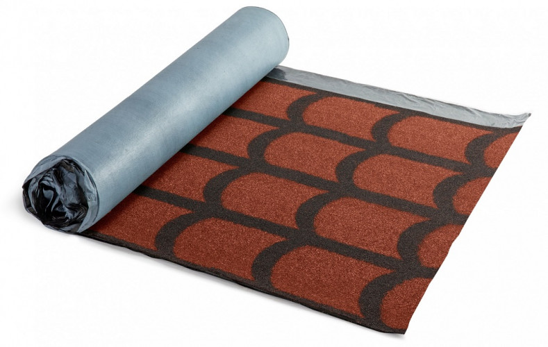 Рулонная черепица самоклеящаяся красная, классическая кладка 8х1м, Технониколь