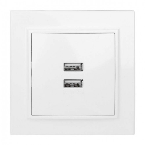 Розетка USB двойная белая СП 2.1А Минск