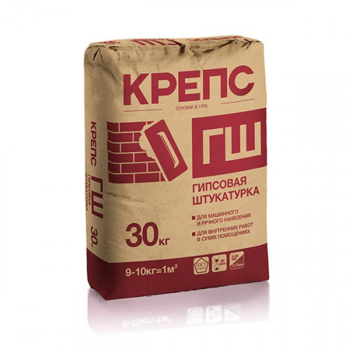 Штукатурка гипсовая Крепс ГШ для машинного и ручного нанесения, 30кг