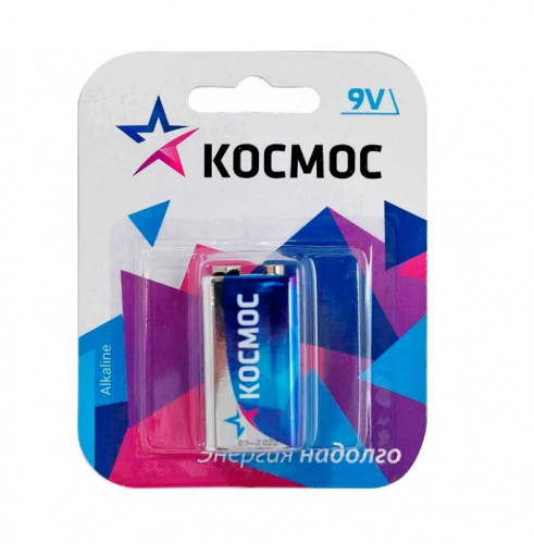 Батарейка крона Алкалиновая 6LR61 9V, КОСМОС