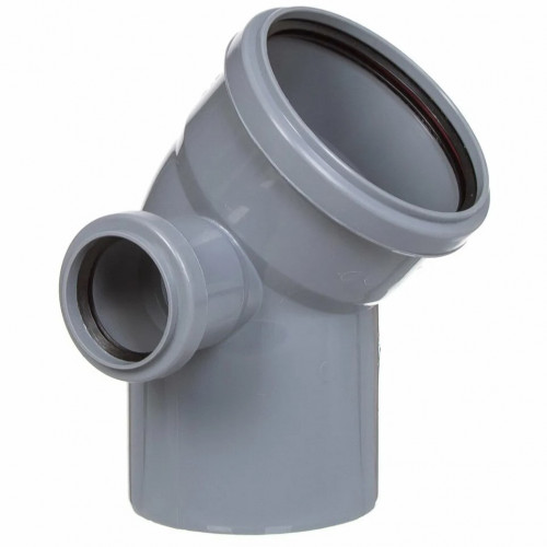 Отвод канализационный 110мм, 45 градусов с выходом 50, левый