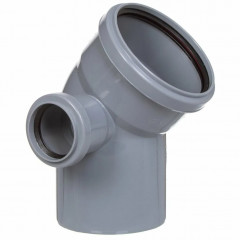 Отвод канализационный 110мм, 45 градусов с выходом 50, левый
