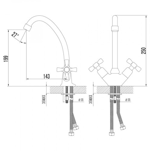 Смеситель для кухни поворотный излив Benefit LeMark LM2504C