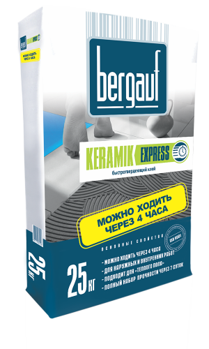Клей для плитки быстродействующий Keramik Express, 25 кг Bergauf