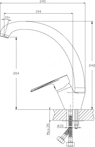 Смеситель для кухни поворотный высокий излив ROSSINKA RS28-23