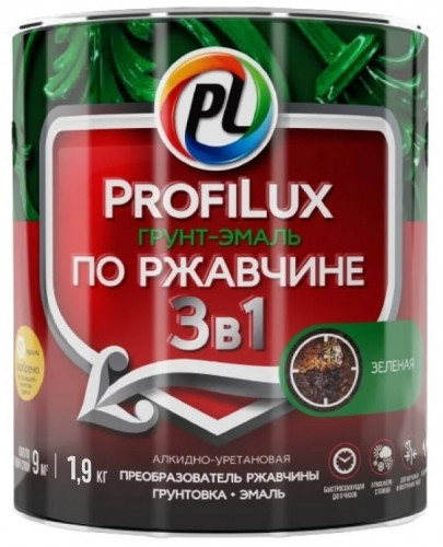 Эмаль-грунт 3в1 по ржавчине, зеленая, 1,9кг Profilux