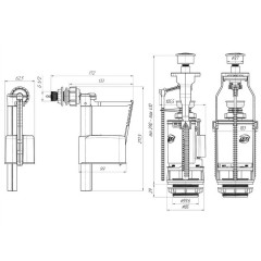 Арматура для бачка унитаза с боковой подводкой, двойная кнопка, Ани WC3050M