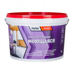 Краска моющаяся морозостойкая белая Pufas Decoself, 10 л / 15,8 кг