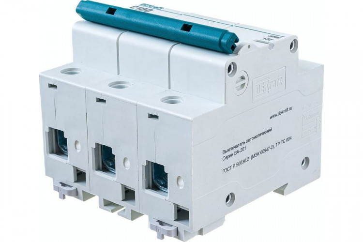 Выключатель автоматический 3п модульный C 100А 10кА ВА 201 DEKraft