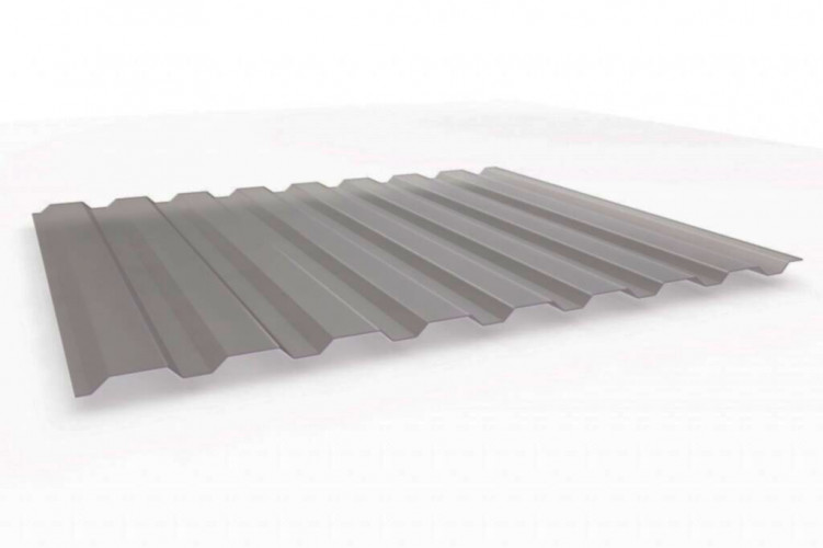 Профилированный поликарбонат трапеция МП-20 2000х1050х0,8мм (серая прозрачная) Юг-Ойл-Пласт
