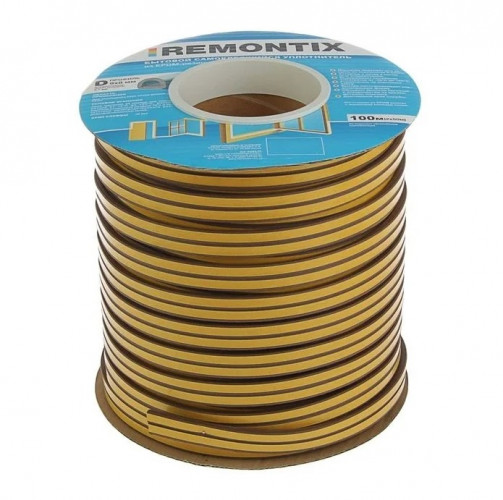 Уплотнитель самоклеящийся коричневый Remontix D100 9х8мм, 100м