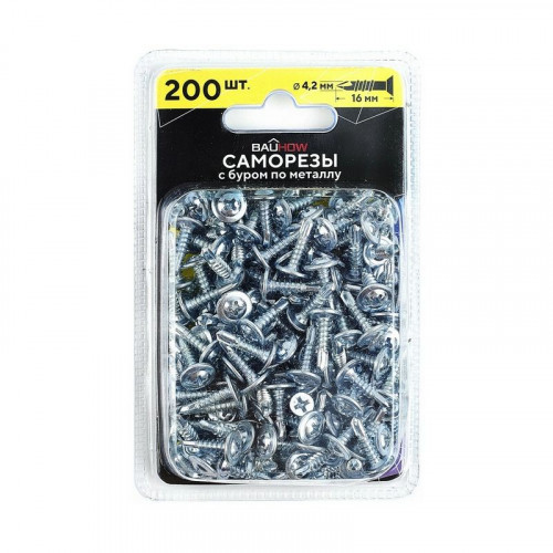 Саморез прессшайба цинк 4,2х16 сверло, Bauhow 200шт