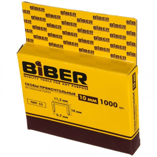 Скобы для степлера тип 53, 10 мм, 1000 шт. Бибер 85813