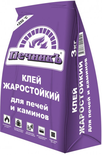 Клей жаростойкий для облицовки печей и каминов ПЕЧНИК (до +250 С), 3 кг