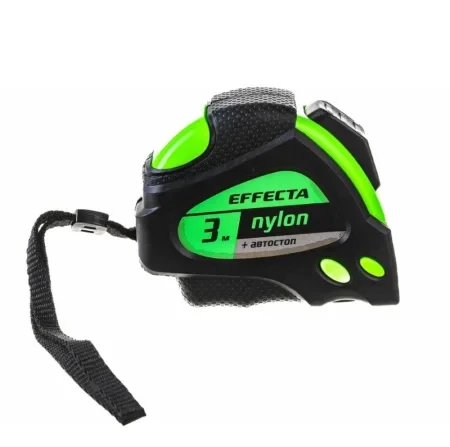 Рулетка обрезиненный корпус 3м х 16мм с автостопом, фиксатор, магнит Effecta Nylon 580316