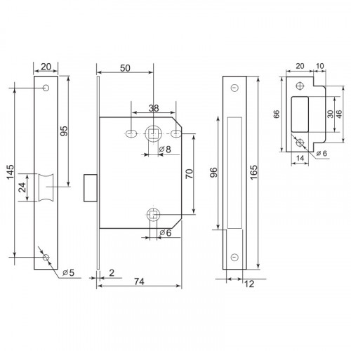 Защелка межкомнатная Palladium 170 PB Золото
