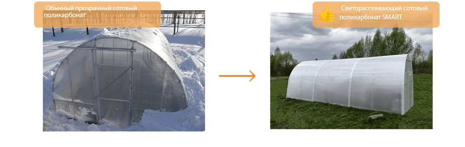 Сотовый поликарбонат 4мм Прозрачный 2,1х6м светорассеивающий SMART Стандарт Полигаль 0,8кг/м2